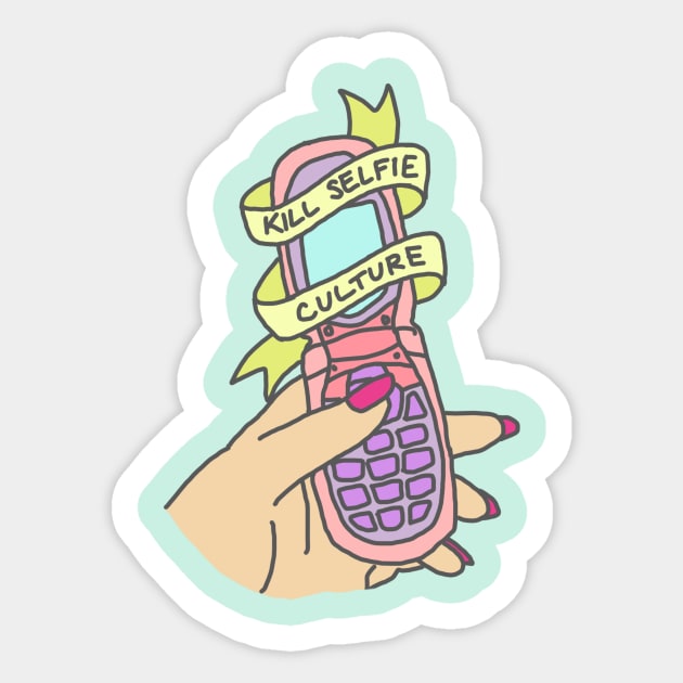 Kill Selfie Culture Phone Emoji Tumblr 90s grunge Hipster Pastel Print Sticker by bigkidult